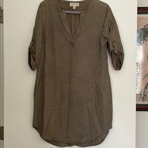 Khaki Green Cloth & Stone Shirt Dress